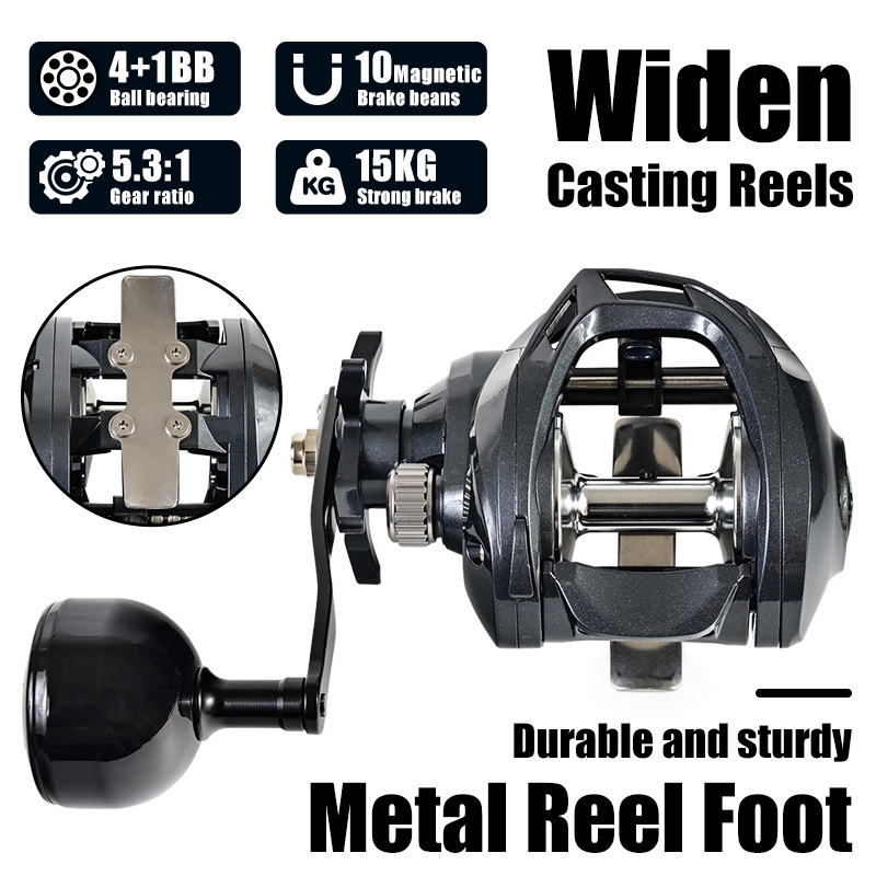 Spincast Reel - Bodi Lebar, Kapasitas Besar, Reel Pancing
